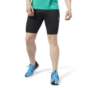 Legginsy Męskie Reebok Boston Track Club Short Czarne PL 46IZDGW